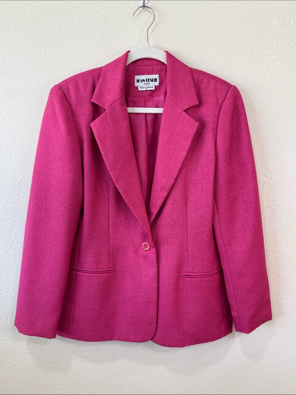 Vintage‎ Joan Leslie Hot Pink Single-Button Blazer Size 6P